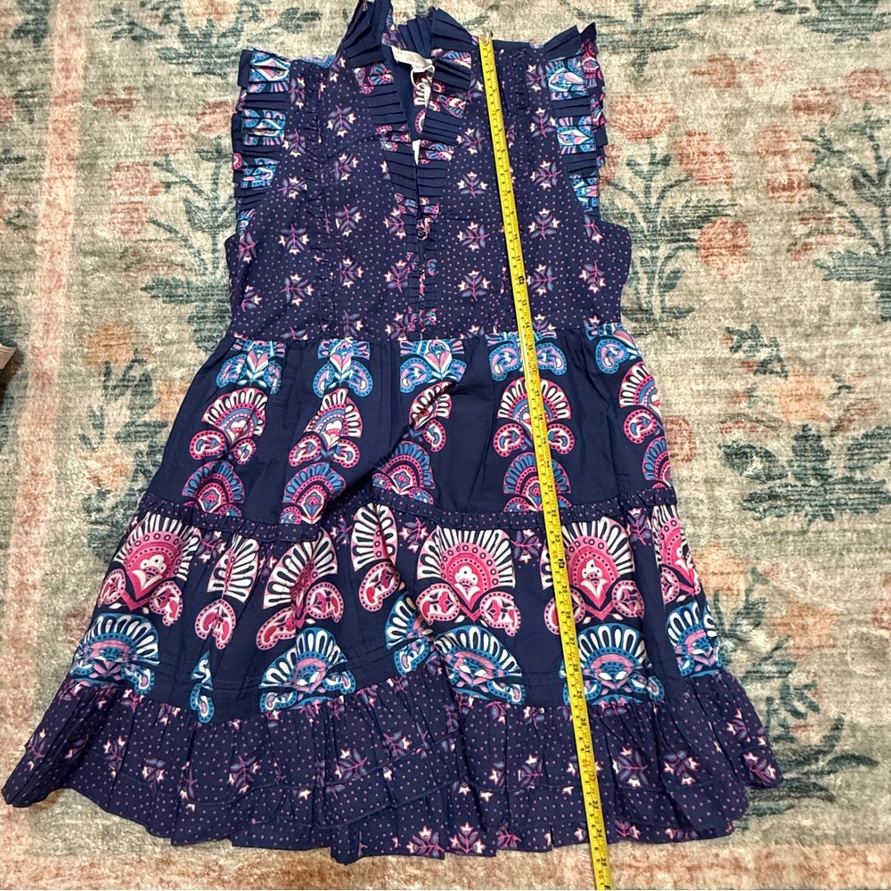 Caroline Constas Navy and Pink Ruffle Mini Dress - Picture 9 of 12